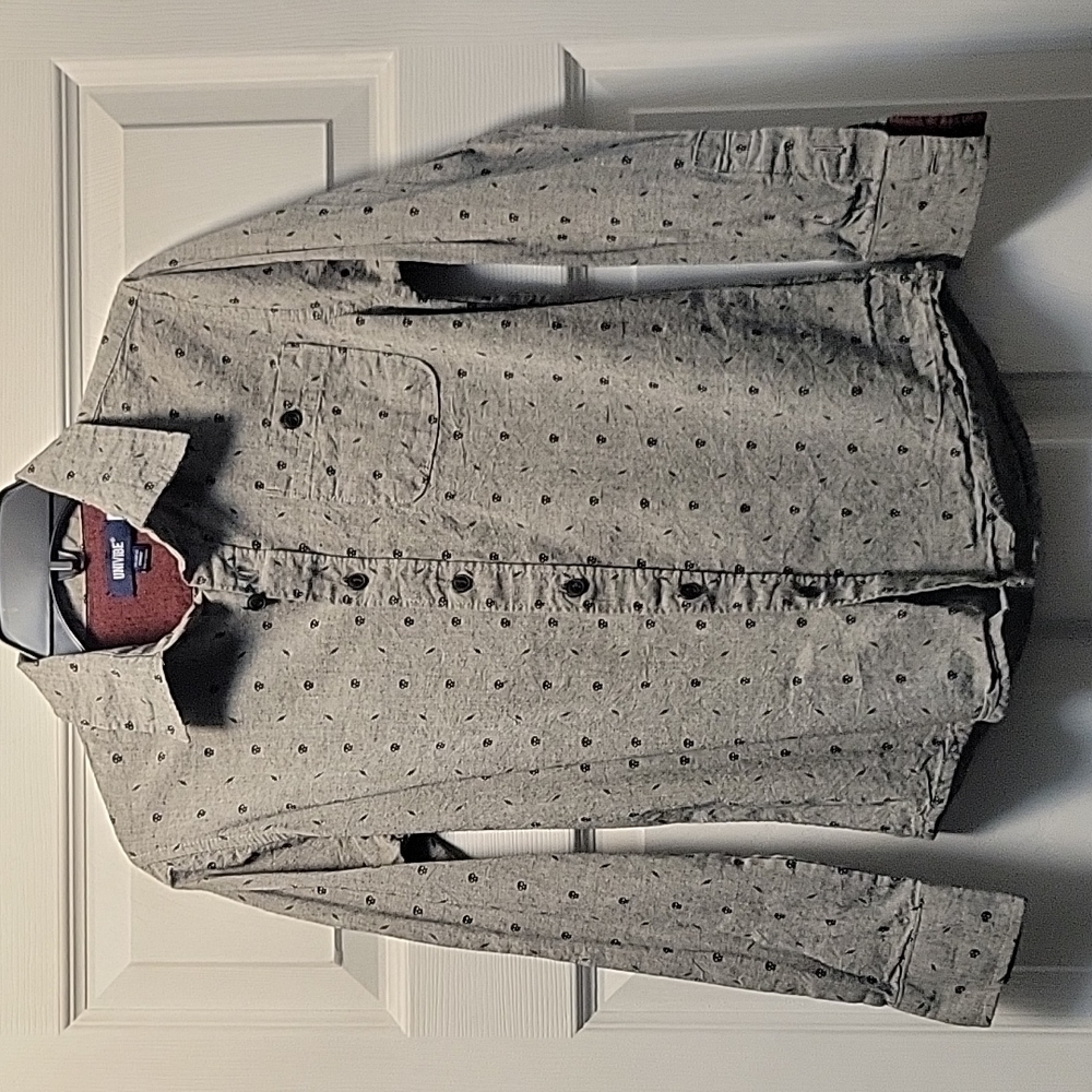 Boys size small dress shirt with skulls/lightening bolts. Univibe brand.